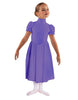 Solid Lycra T Neck Puff Sleeve Dress Below Knee Zipper back