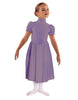 Solid Lycra T Neck Puff Sleeve Dress Below Knee Zipper back