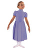 Solid Lycra T Neck Puff Sleeve Dress Below Knee Zipper back