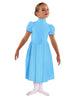 Solid Lycra T Neck Puff Sleeve Dress Below Knee Zipper back