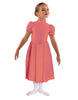 Solid Lycra T Neck Puff Sleeve Dress Below Knee Zipper back