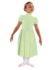 Solid Lycra T Neck Puff Sleeve Dress Below Knee Zipper back