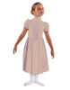 Solid Lycra T Neck Puff Sleeve Dress Below Knee Zipper back