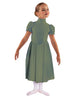 Solid Lycra T Neck Puff Sleeve Dress Below Knee Zipper back