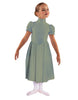 Solid Lycra T Neck Puff Sleeve Dress Below Knee Zipper back