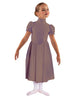 Solid Lycra T Neck Puff Sleeve Dress Below Knee Zipper back