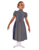 Solid Lycra T Neck Puff Sleeve Dress Below Knee Zipper back