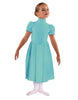 Solid Lycra T Neck Puff Sleeve Dress Below Knee Zipper back