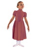 Solid Lycra T Neck Puff Sleeve Dress Below Knee Zipper back