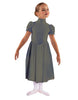 Solid Lycra T Neck Puff Sleeve Dress Below Knee Zipper back