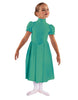 Solid Lycra T Neck Puff Sleeve Dress Below Knee Zipper back