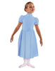 Solid Lycra T Neck Puff Sleeve Dress Below Knee Zipper back