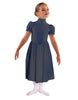 Solid Lycra T Neck Puff Sleeve Dress Below Knee Zipper back