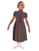 Solid Lycra T Neck Puff Sleeve Dress Below Knee Zipper back