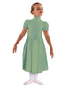 Solid Lycra T Neck Puff Sleeve Dress Below Knee Zipper back
