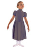 Solid Lycra T Neck Puff Sleeve Dress Below Knee Zipper back