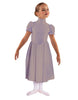 Solid Lycra T Neck Puff Sleeve Dress Below Knee Zipper back