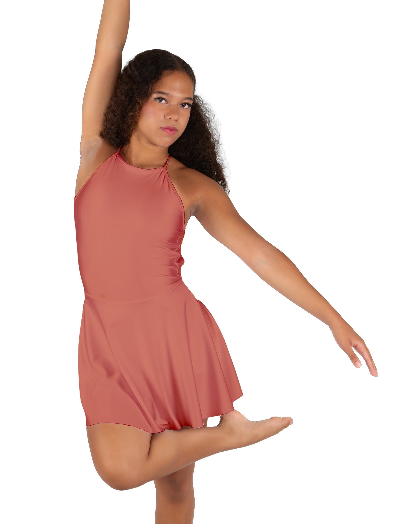 Solid Lycra Halter Dress with Bow back