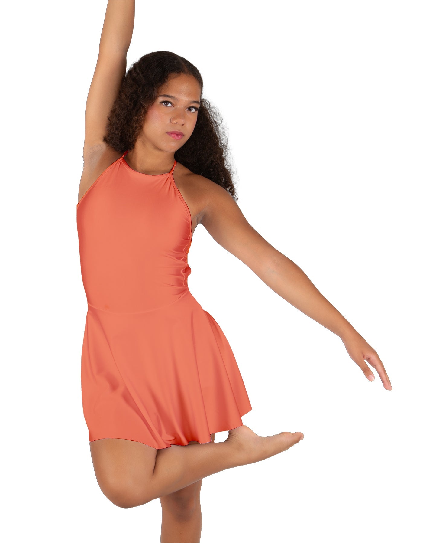 Solid Lycra Halter Dress with Bow back