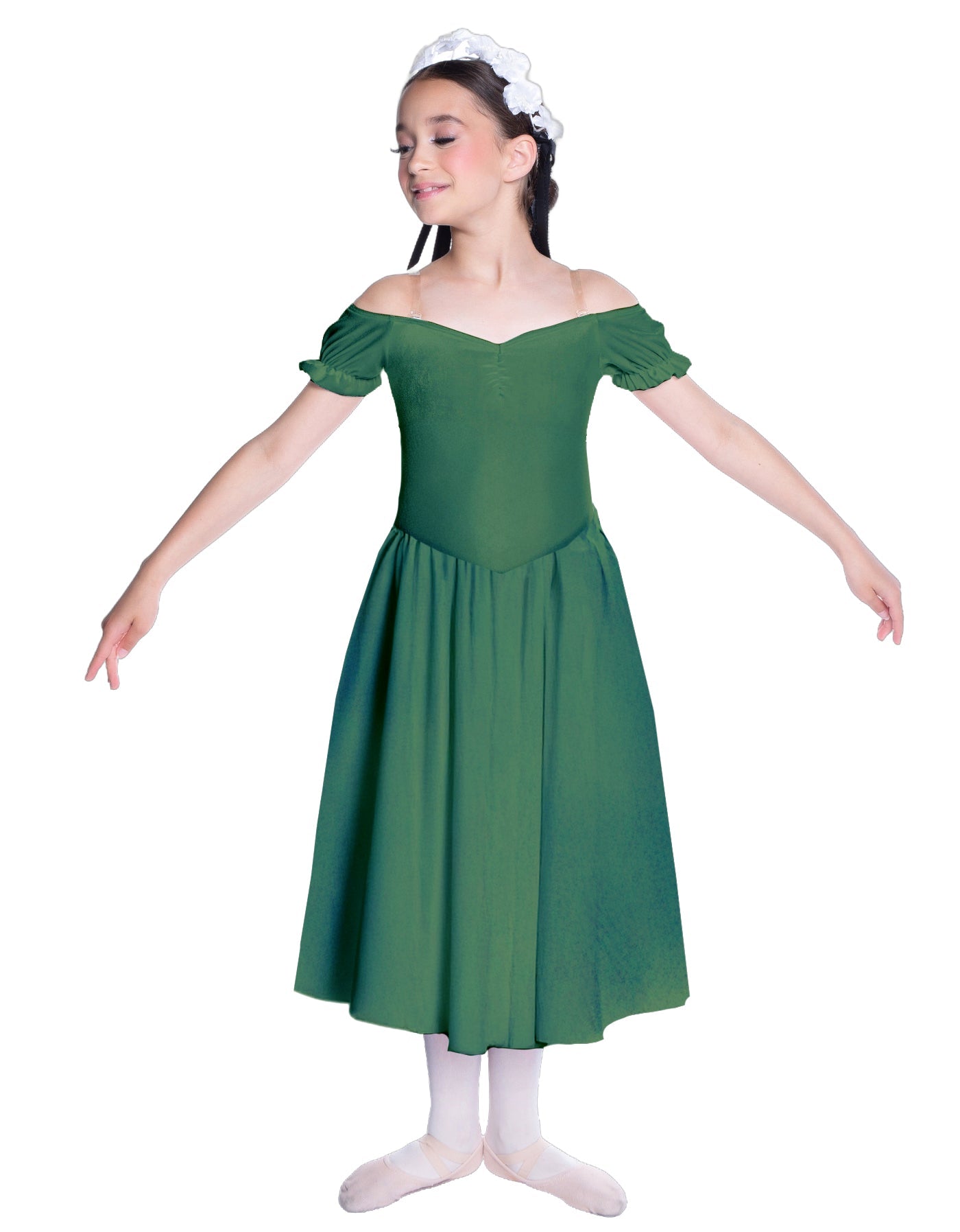 Solid Lycra Off The Shoulder Puff Sleeve Dress