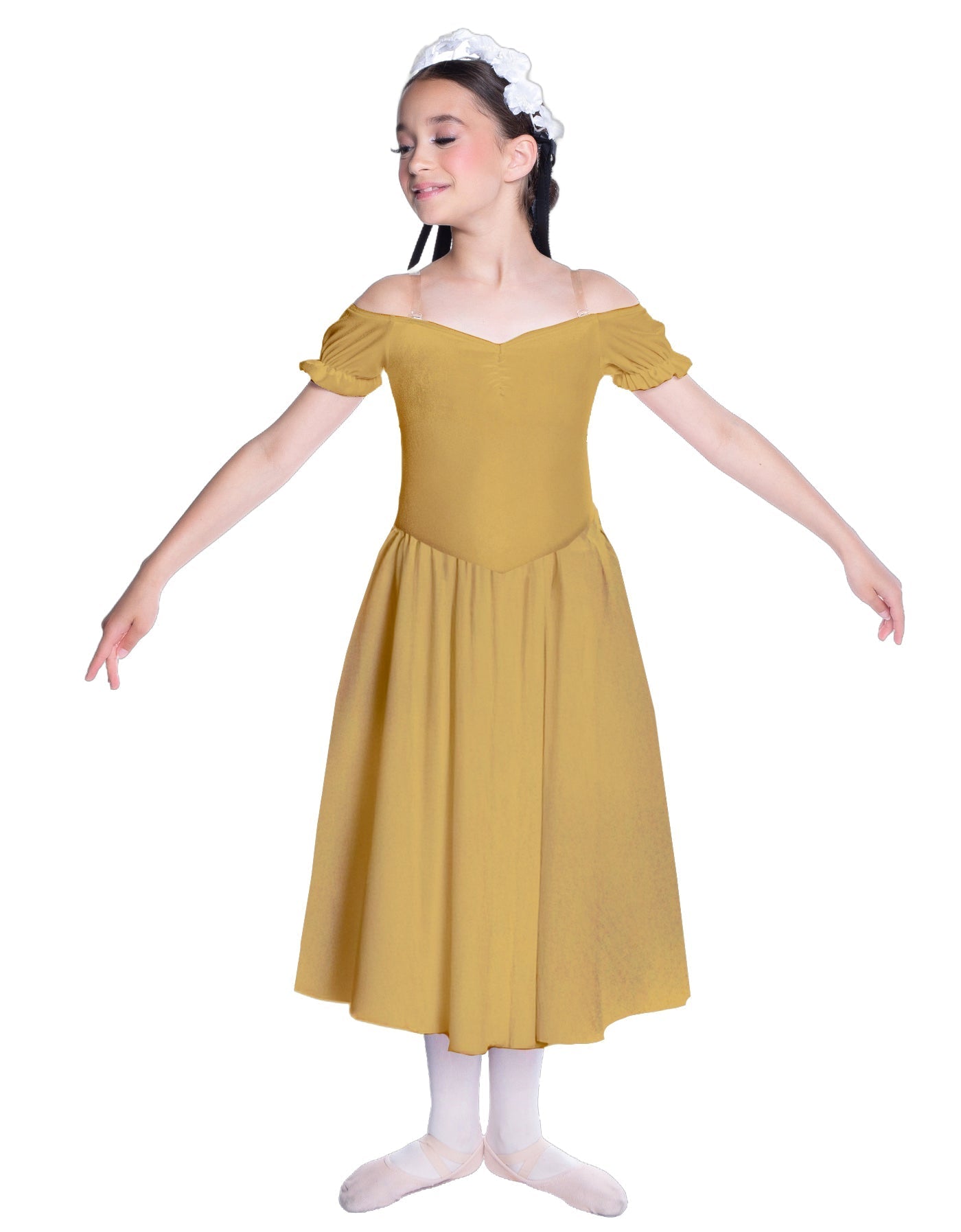 Solid Lycra Off The Shoulder Puff Sleeve Dress