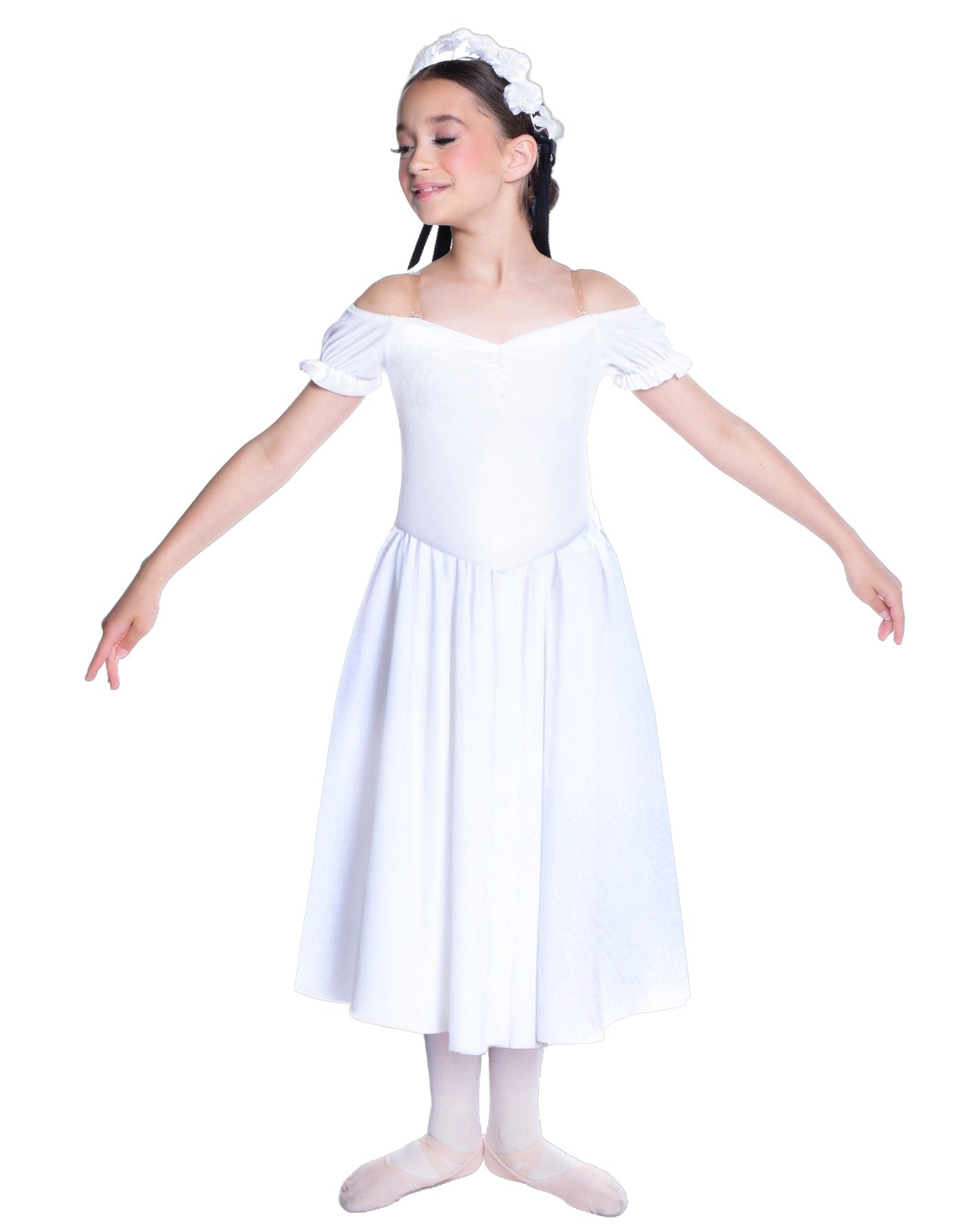 Solid Lycra Off The Shoulder Puff Sleeve Dress