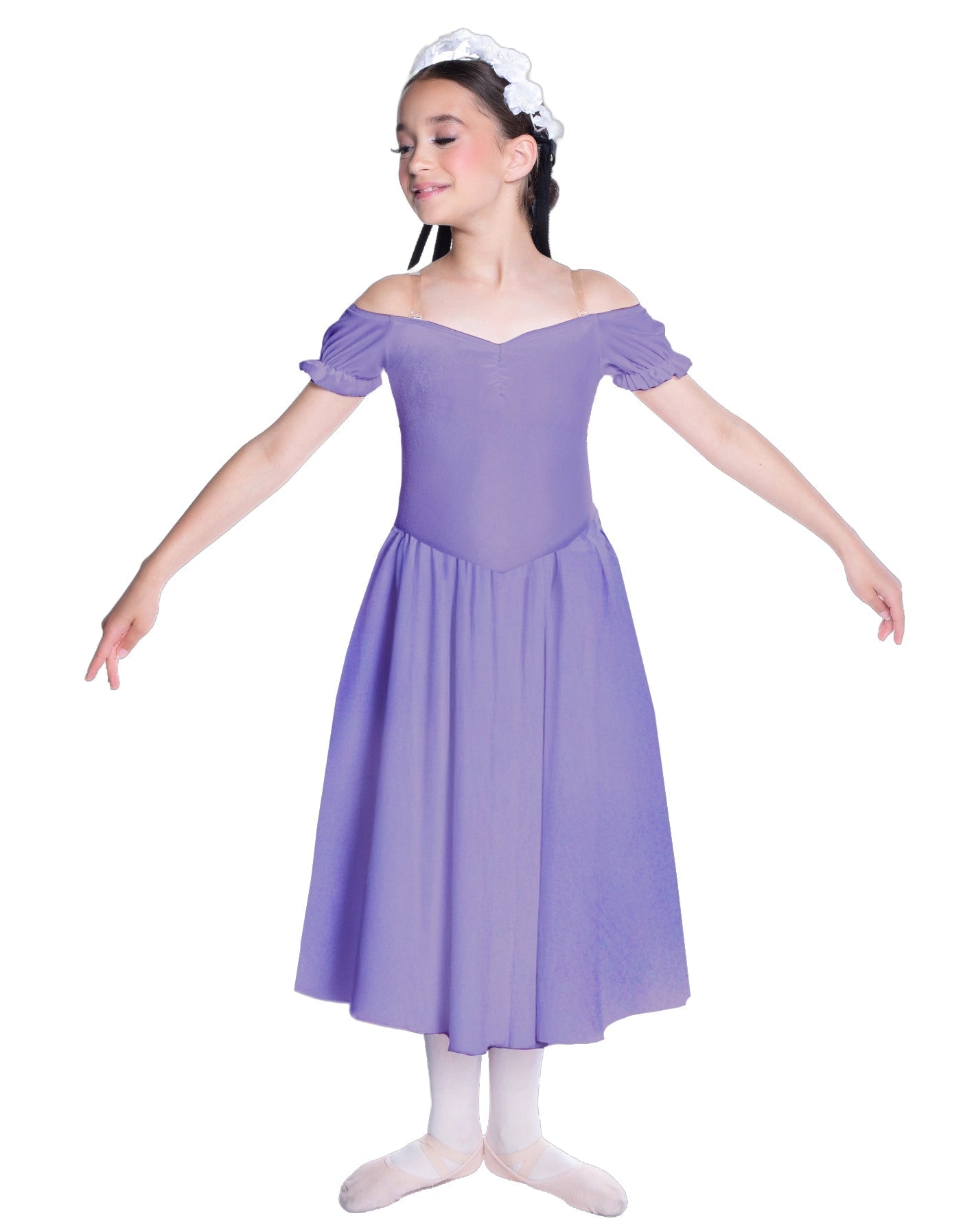 Solid Lycra Off The Shoulder Puff Sleeve Dress