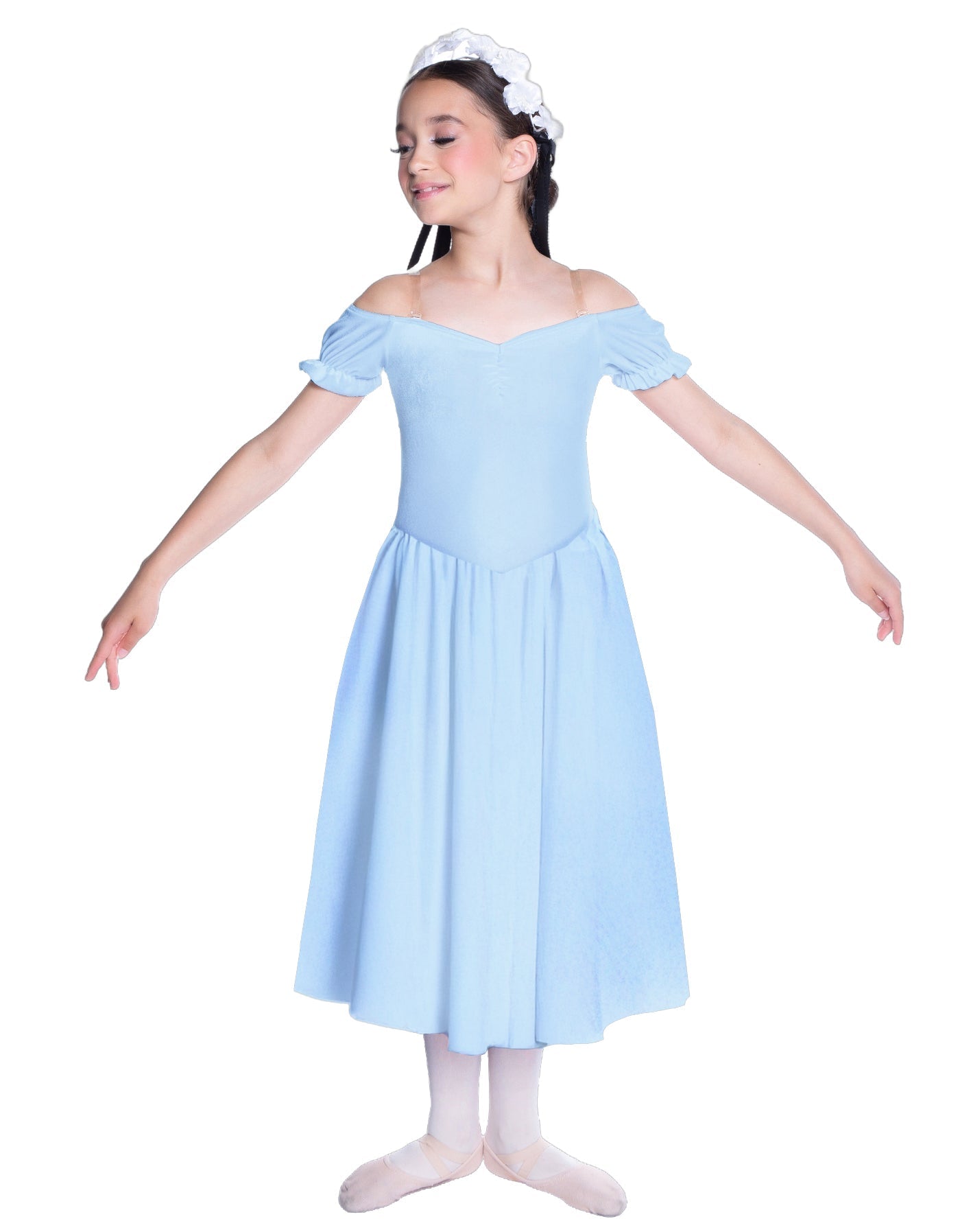 Solid Lycra Off The Shoulder Puff Sleeve Dress