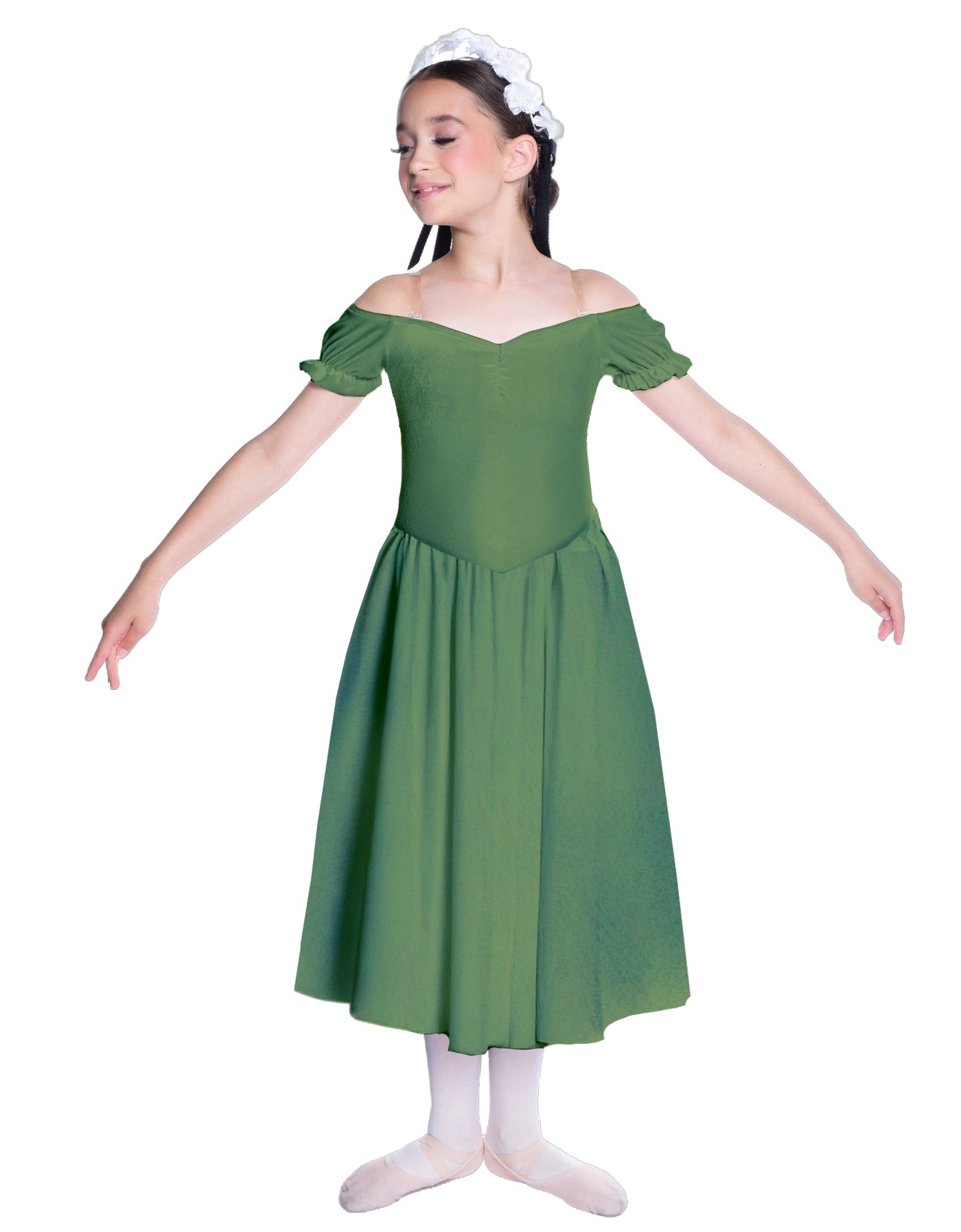 Solid Lycra Off The Shoulder Puff Sleeve Dress