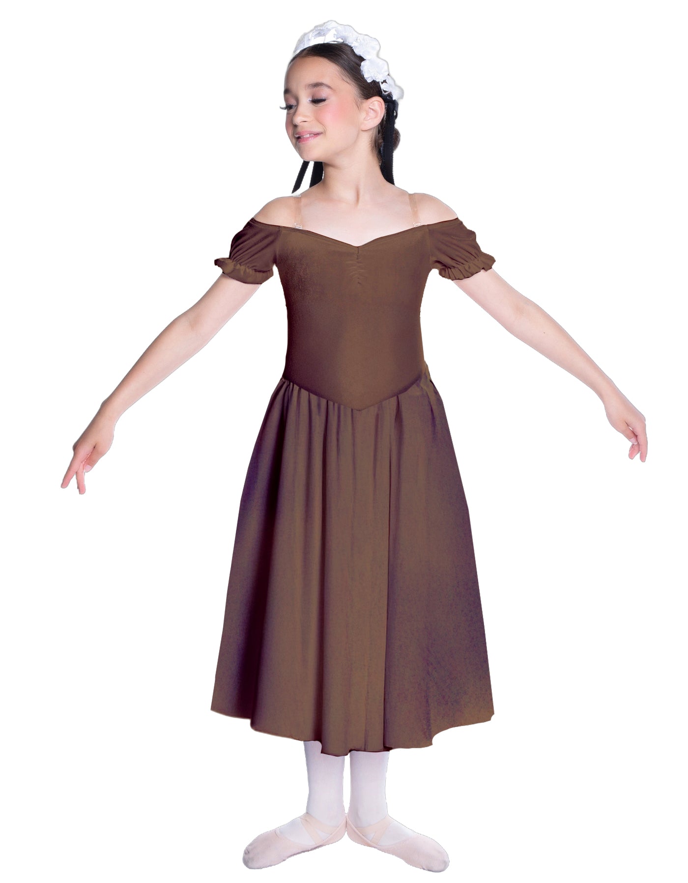 Solid Lycra Off The Shoulder Puff Sleeve Dress