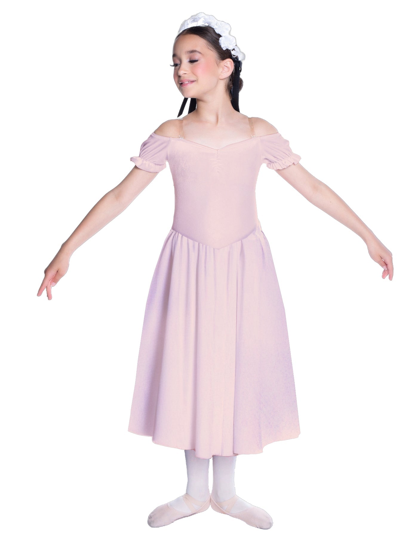 Solid Lycra Off The Shoulder Puff Sleeve Dress