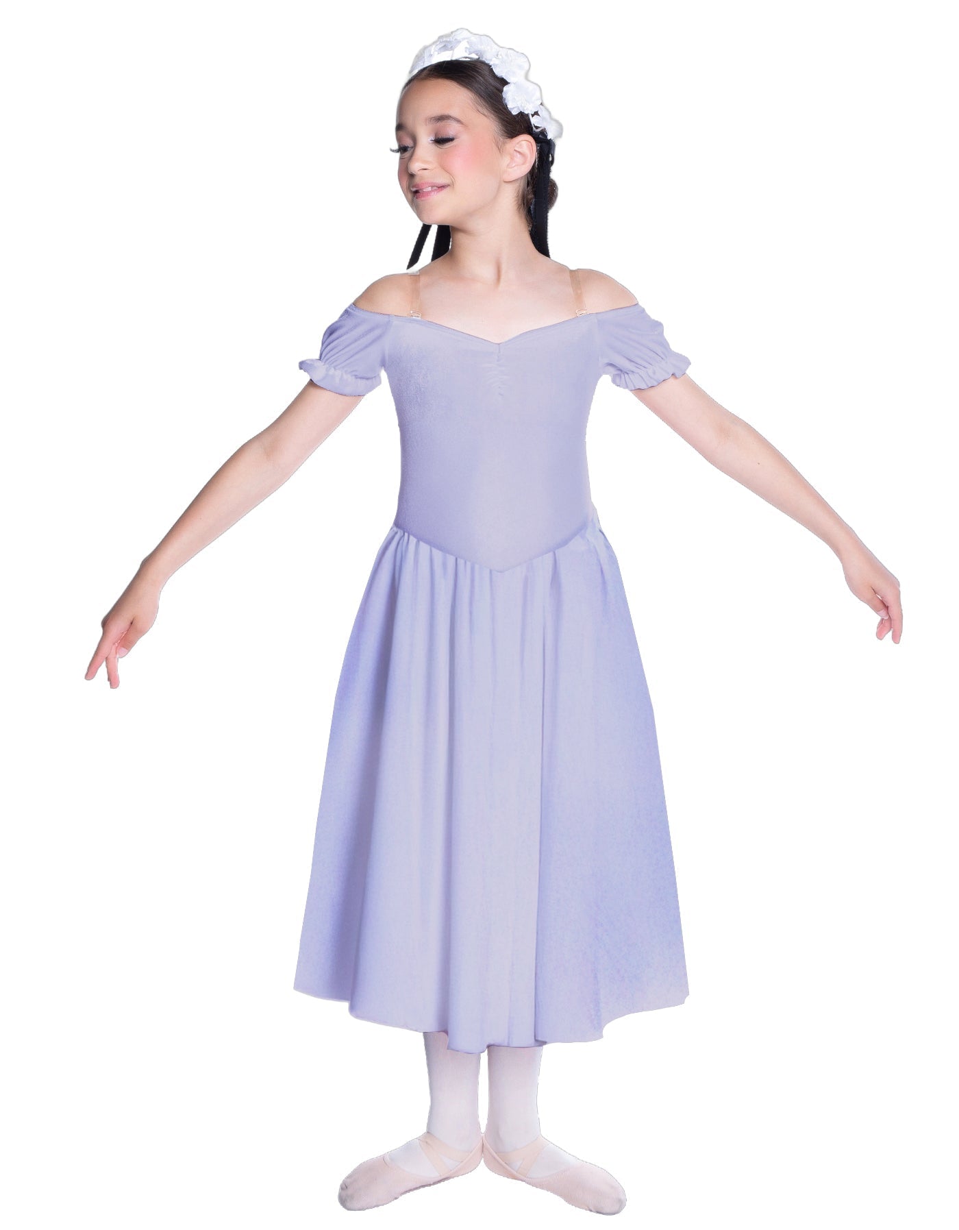 Solid Lycra Off The Shoulder Puff Sleeve Dress