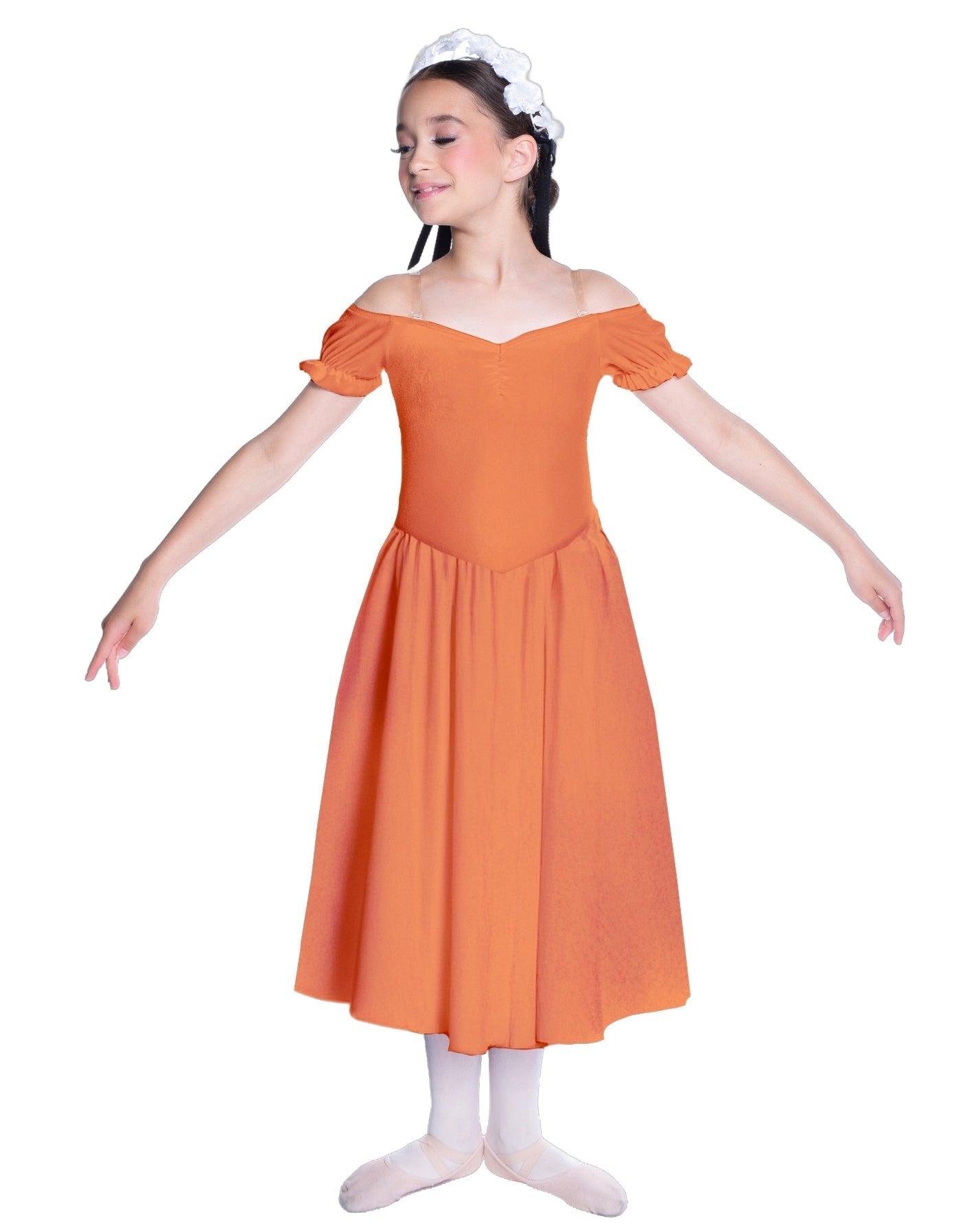 Solid Lycra Off The Shoulder Puff Sleeve Dress