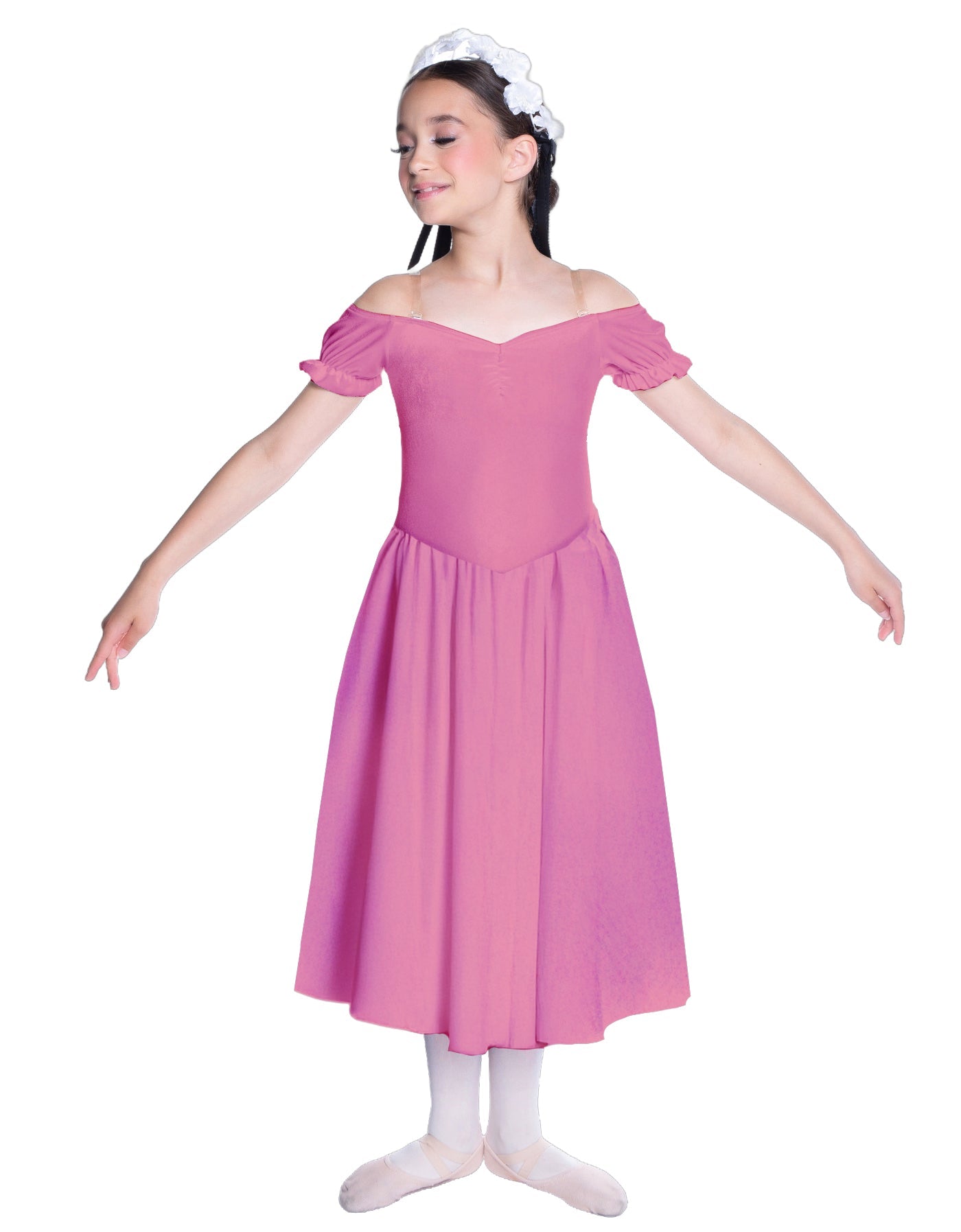 Solid Lycra Off The Shoulder Puff Sleeve Dress