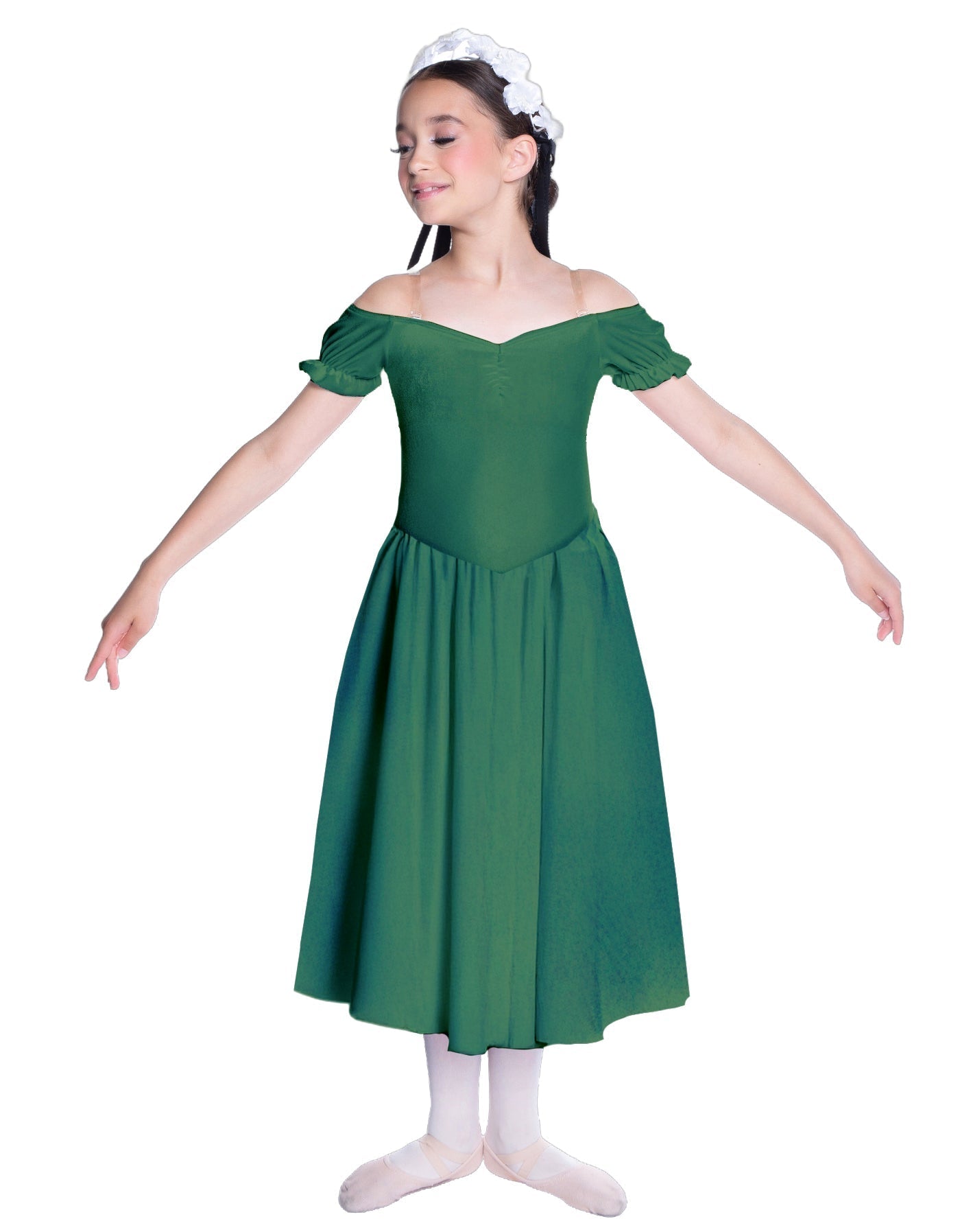 Solid Lycra Off The Shoulder Puff Sleeve Dress