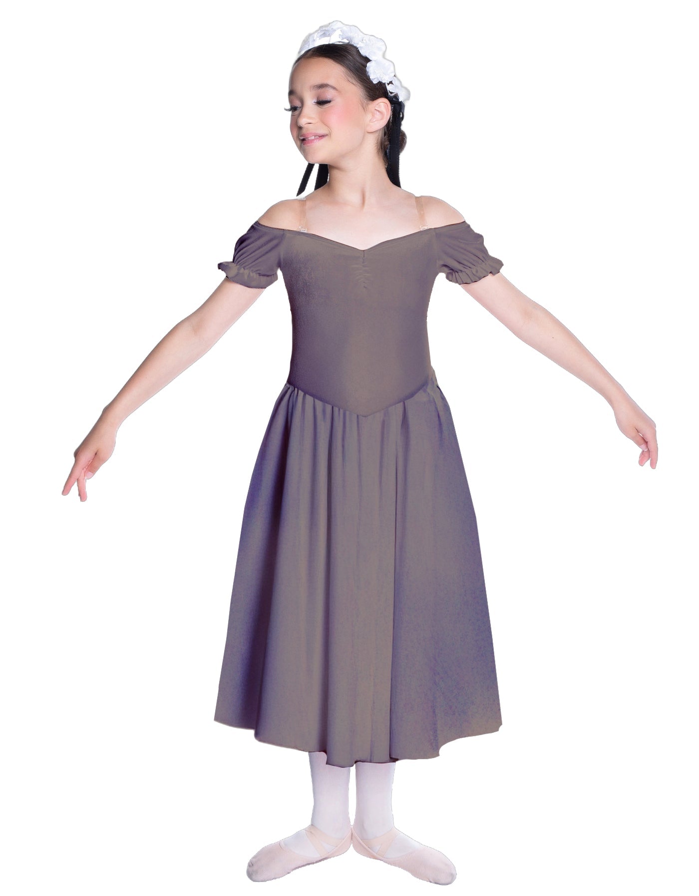 Solid Lycra Off The Shoulder Puff Sleeve Dress