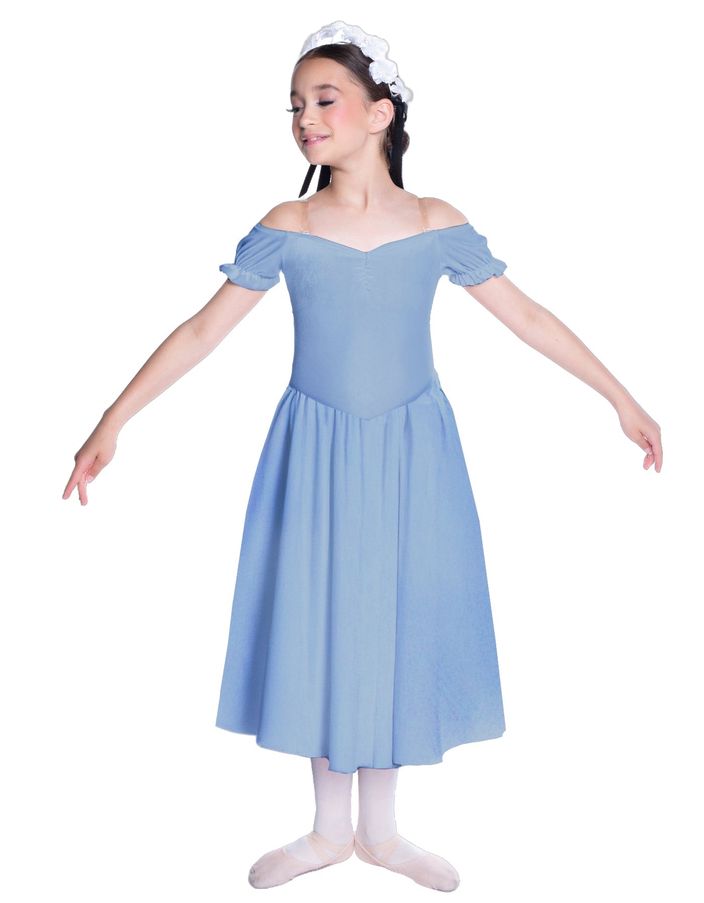Solid Lycra Off The Shoulder Puff Sleeve Dress