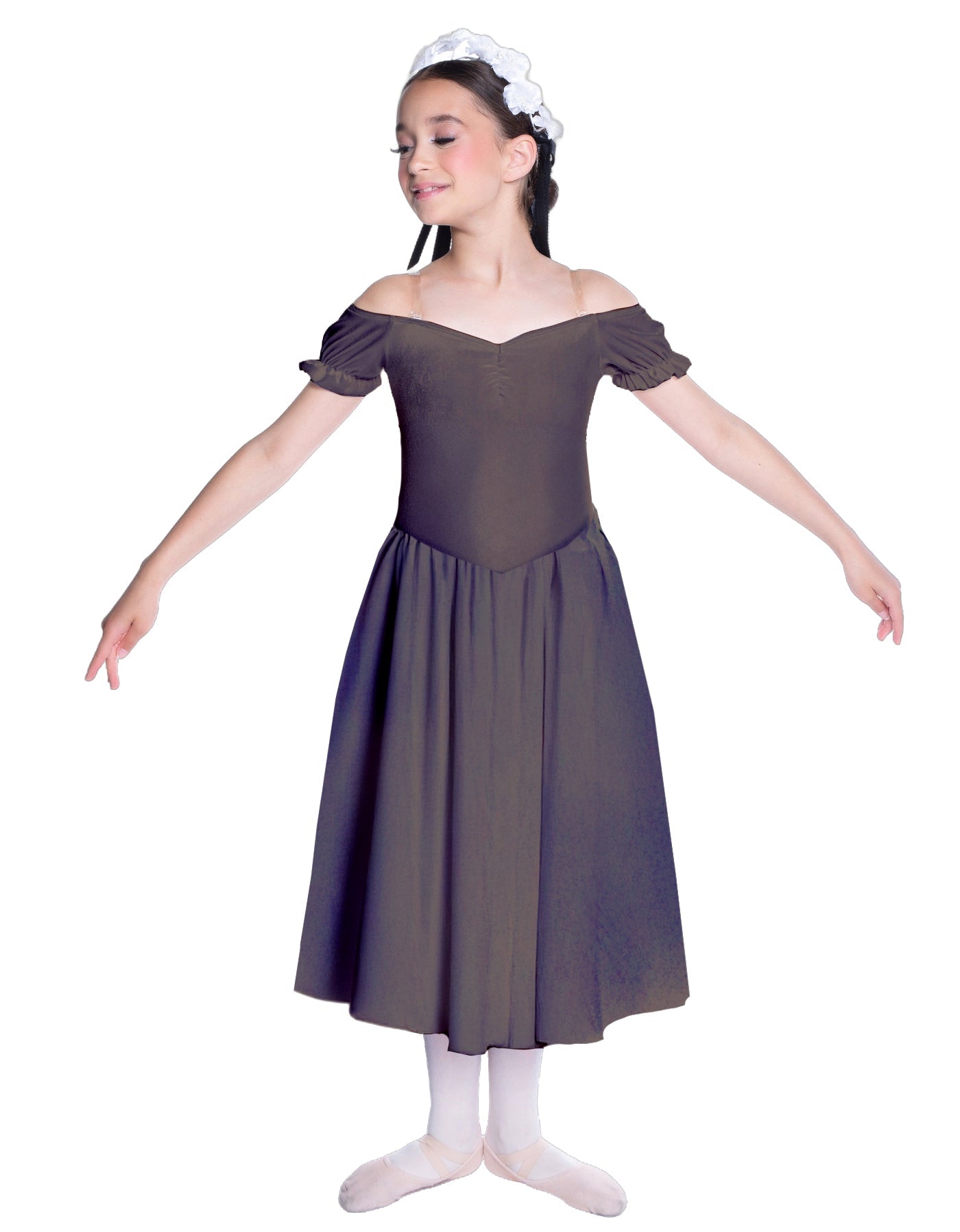 Solid Lycra Off The Shoulder Puff Sleeve Dress