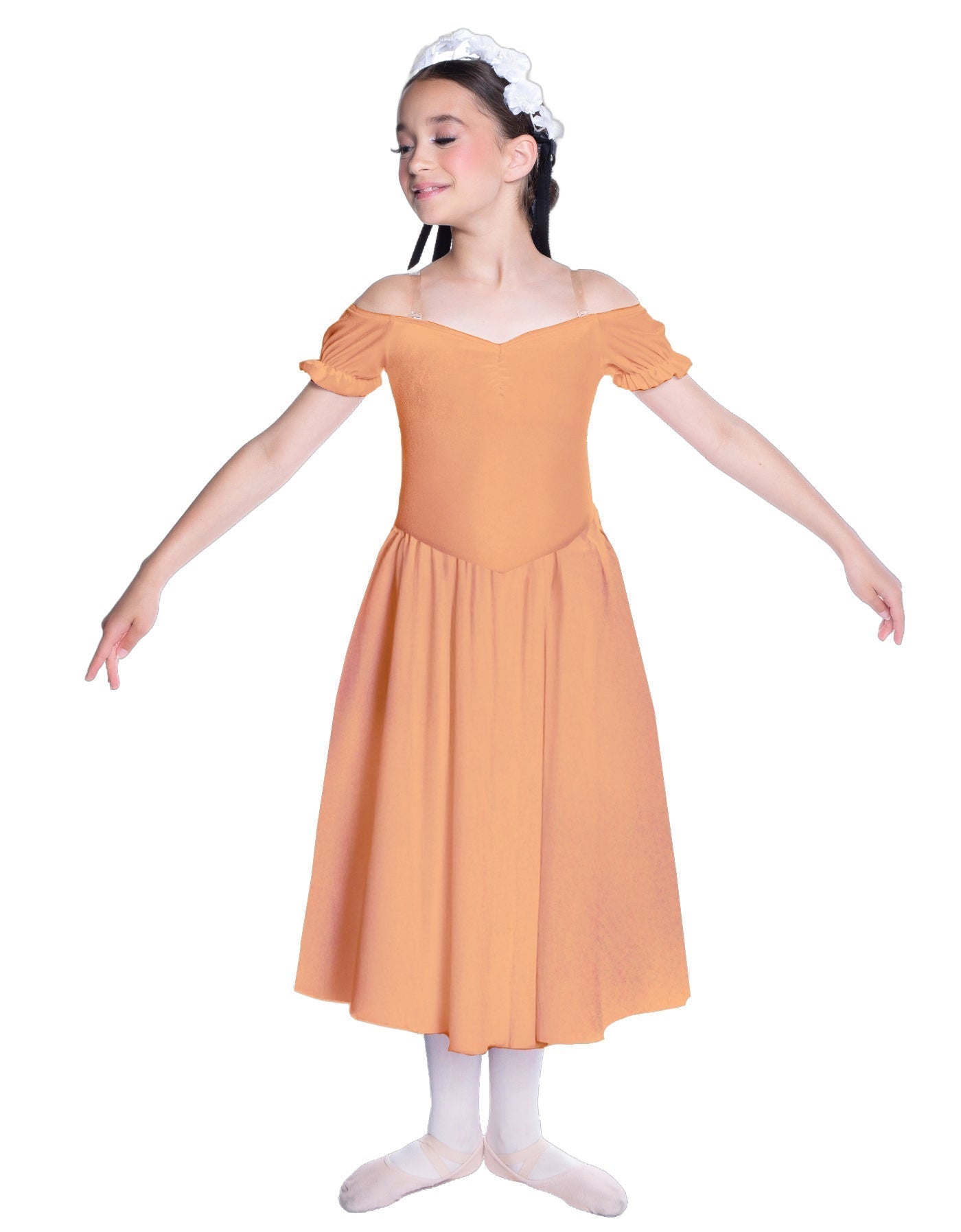 Solid Lycra Off The Shoulder Puff Sleeve Dress