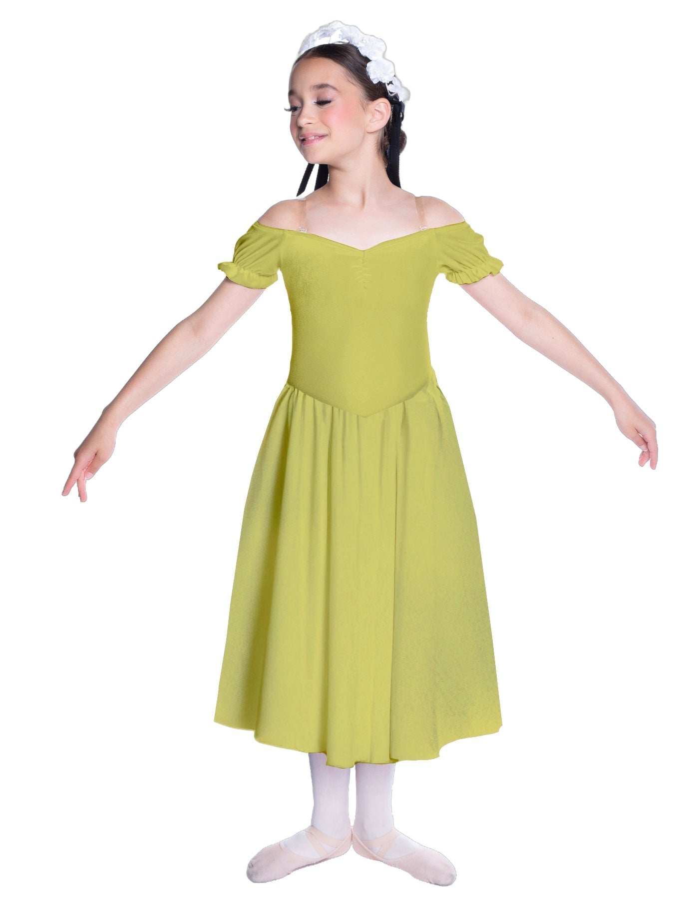 Solid Lycra Off The Shoulder Puff Sleeve Dress