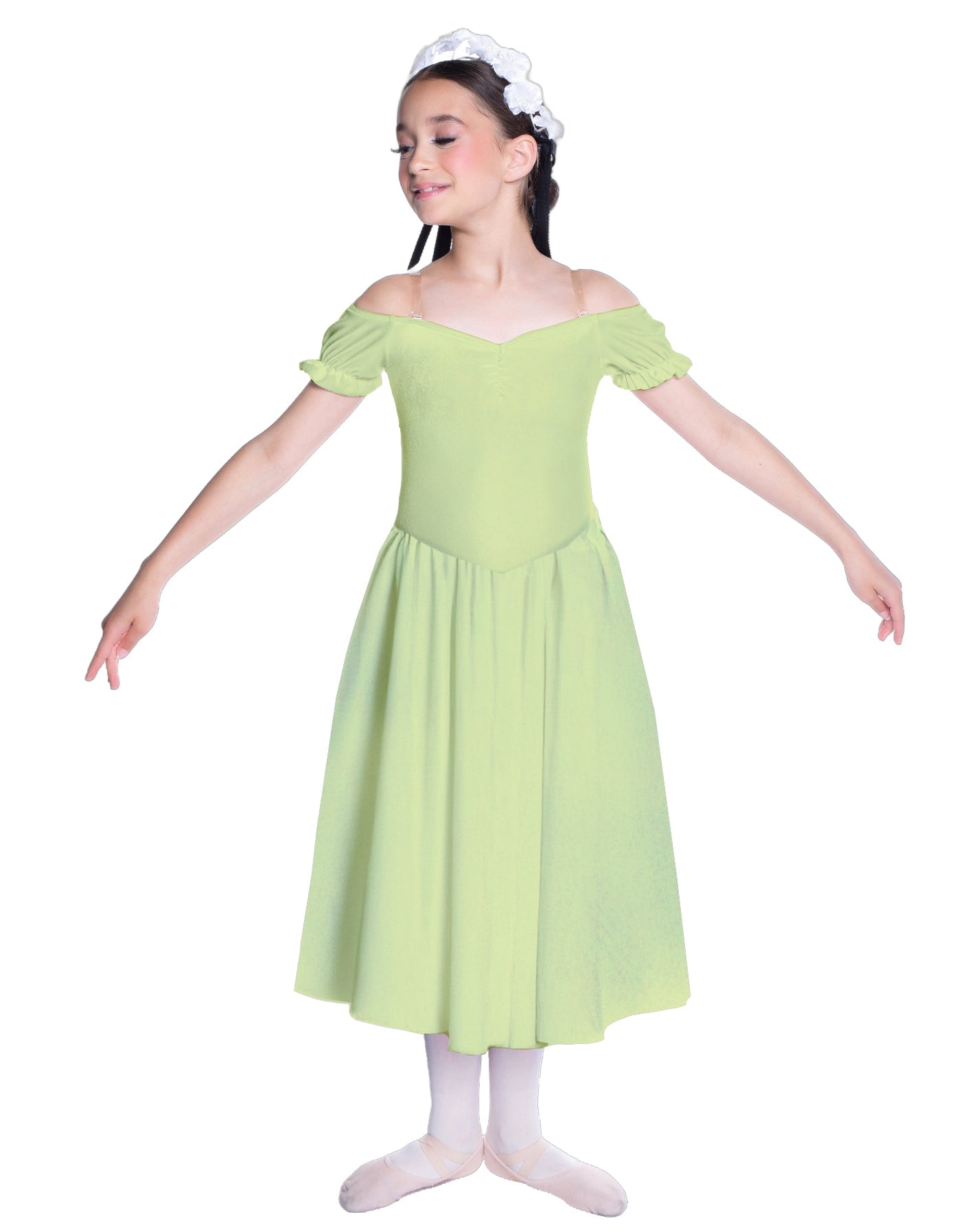 Solid Lycra Off The Shoulder Puff Sleeve Dress
