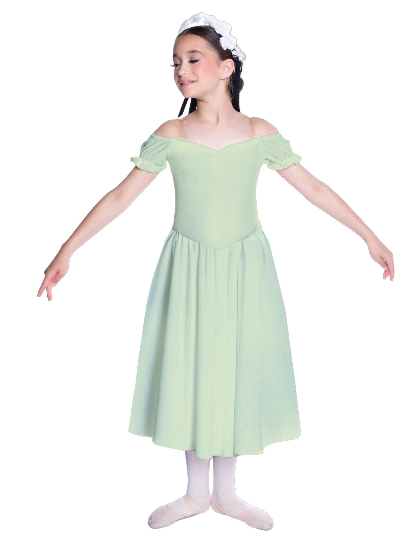 Solid Lycra Off The Shoulder Puff Sleeve Dress