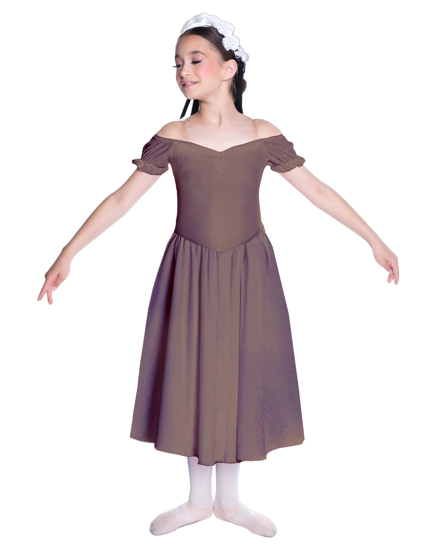 Solid Lycra Off The Shoulder Puff Sleeve Dress