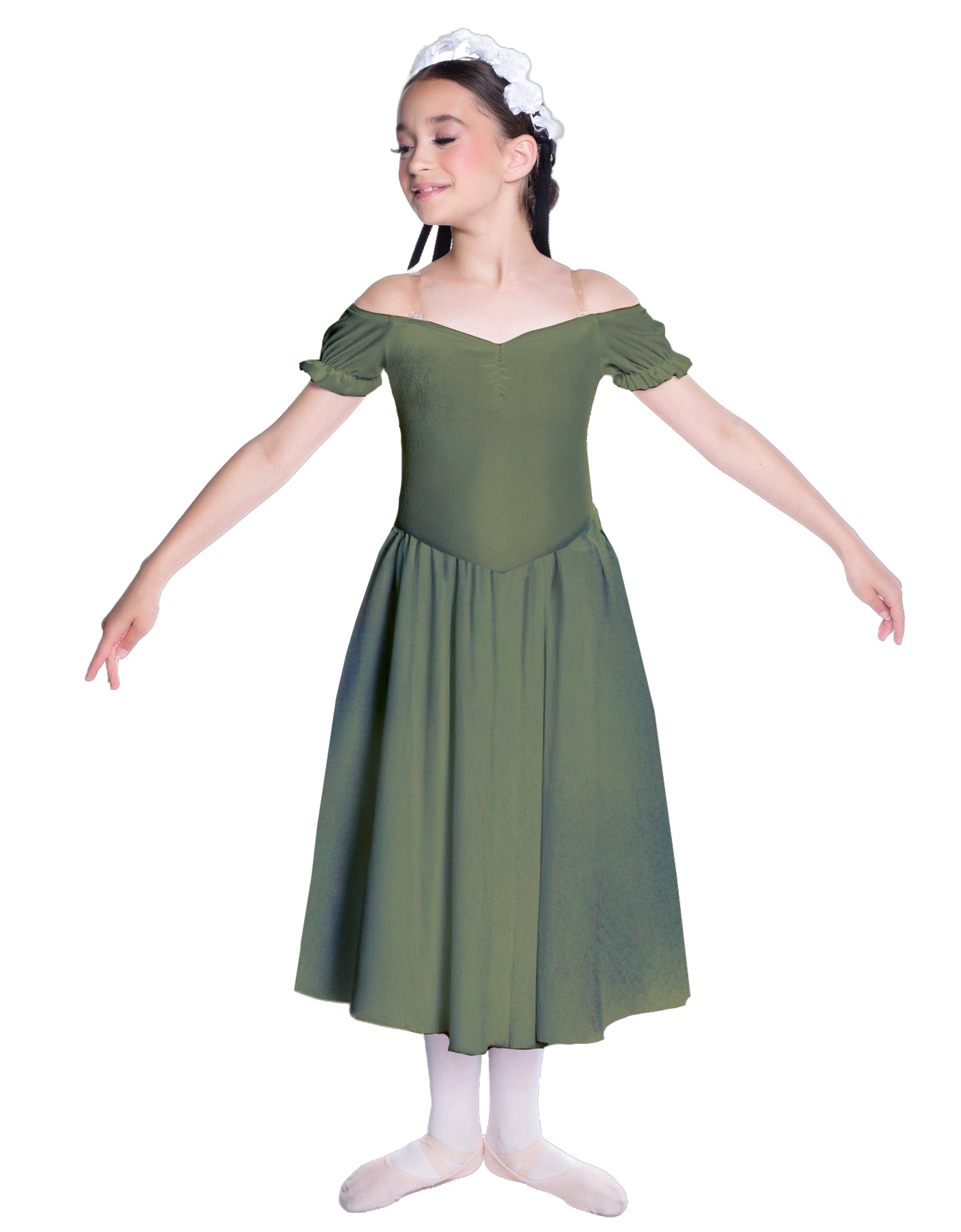 Solid Lycra Off The Shoulder Puff Sleeve Dress
