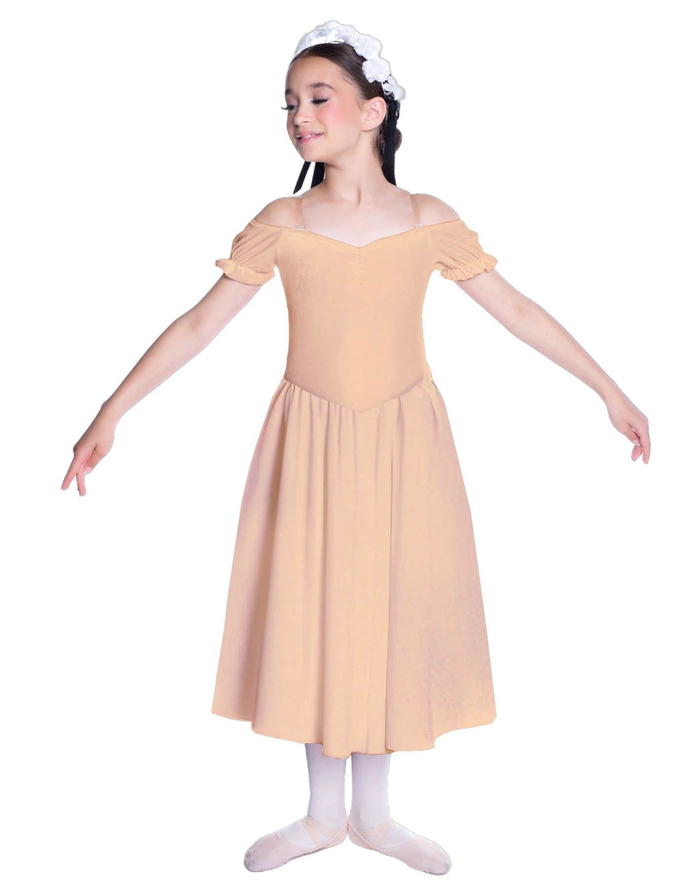 Solid Lycra Off The Shoulder Puff Sleeve Dress