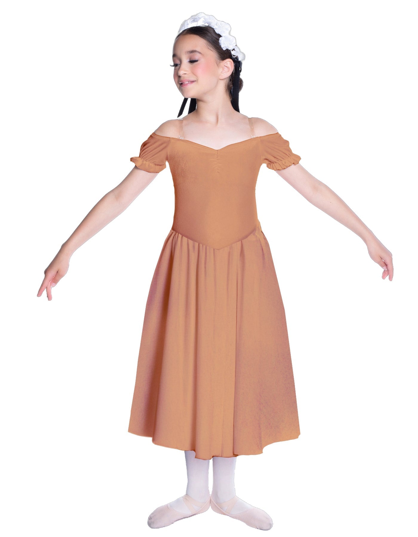 Solid Lycra Off The Shoulder Puff Sleeve Dress