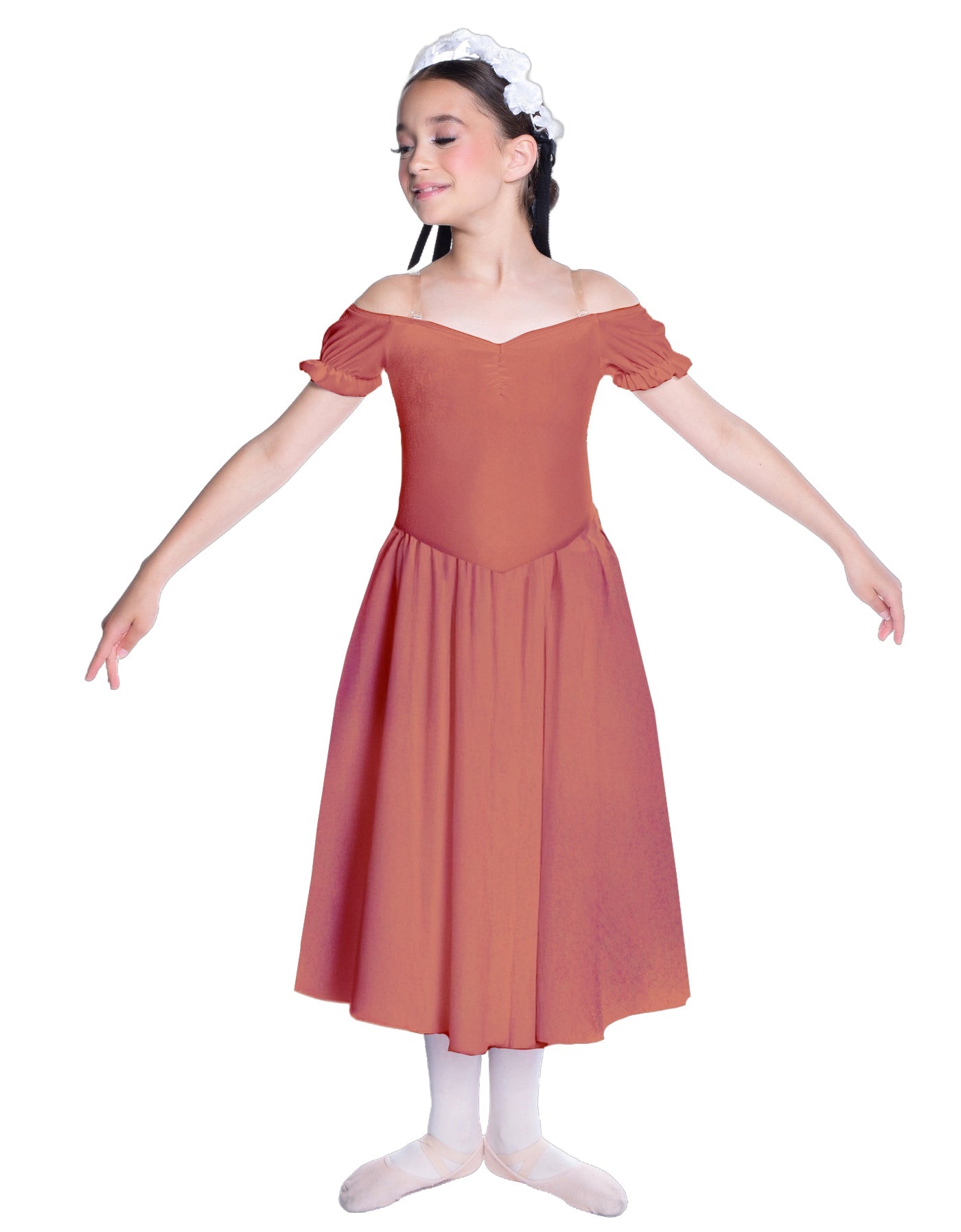 Solid Lycra Off The Shoulder Puff Sleeve Dress