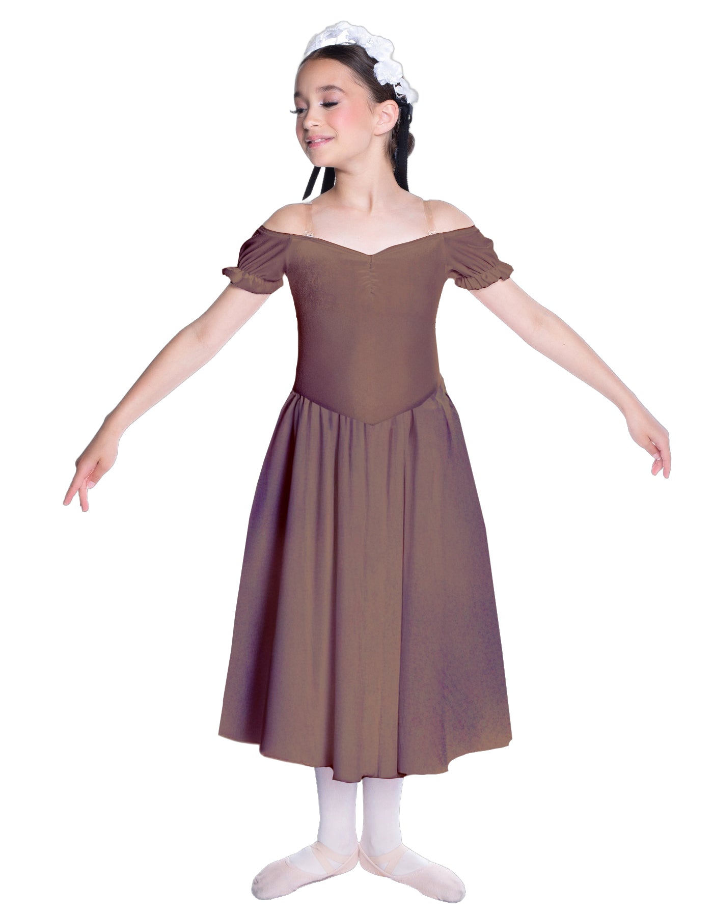 Solid Lycra Off The Shoulder Puff Sleeve Dress