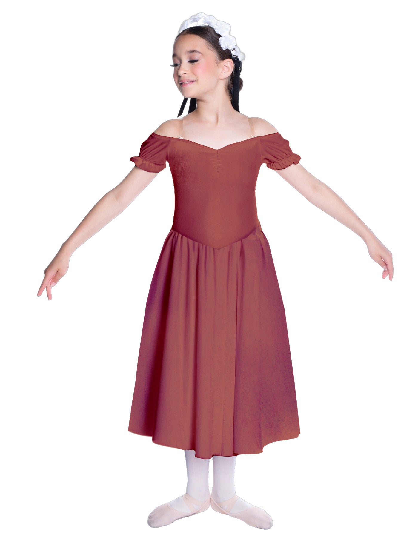 Solid Lycra Off The Shoulder Puff Sleeve Dress