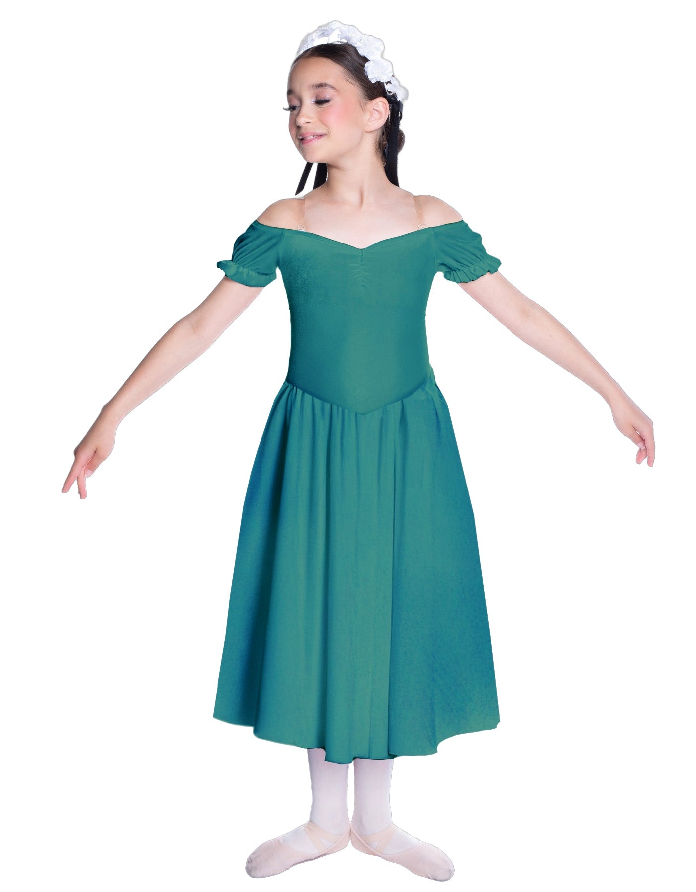 Solid Lycra Off The Shoulder Puff Sleeve Dress